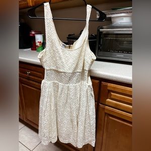 Empyre White Mini-Dress with Lace Midriff